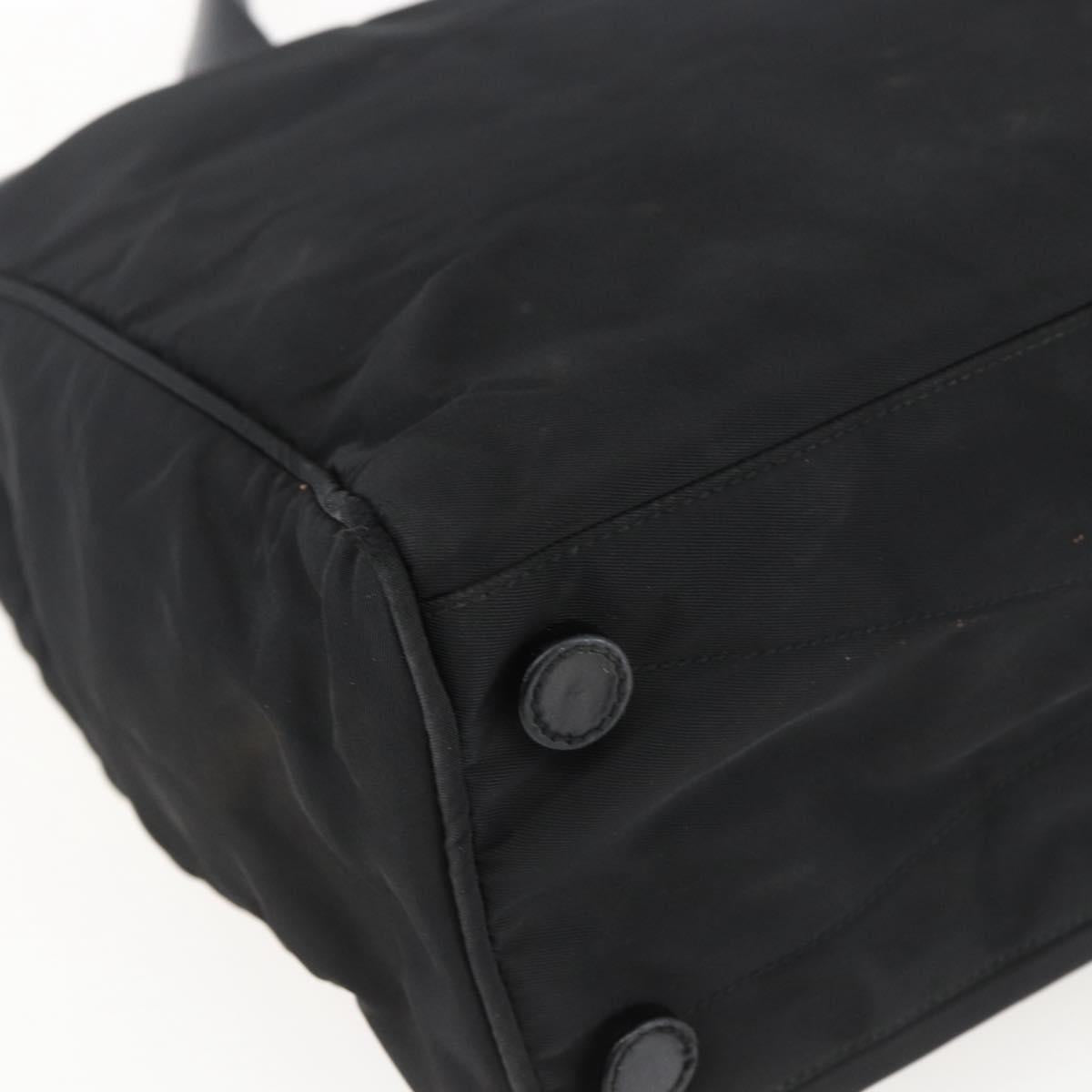 PRADA Hand Bag Nylon Black Silver Auth 170309