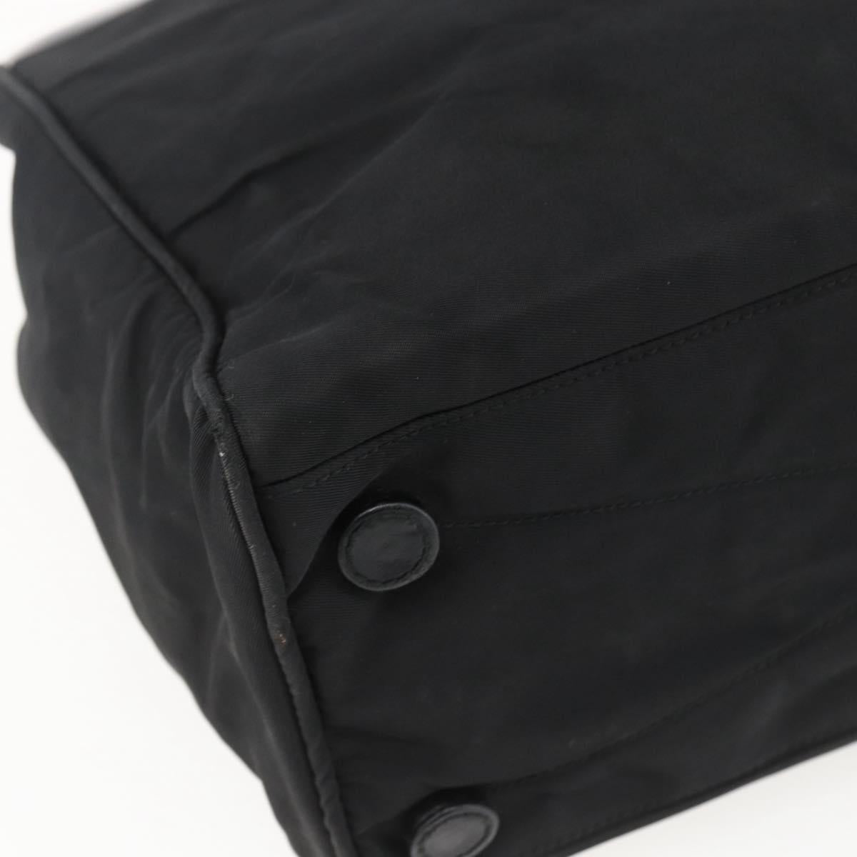 PRADA Hand Bag Nylon Black Silver Auth 170309