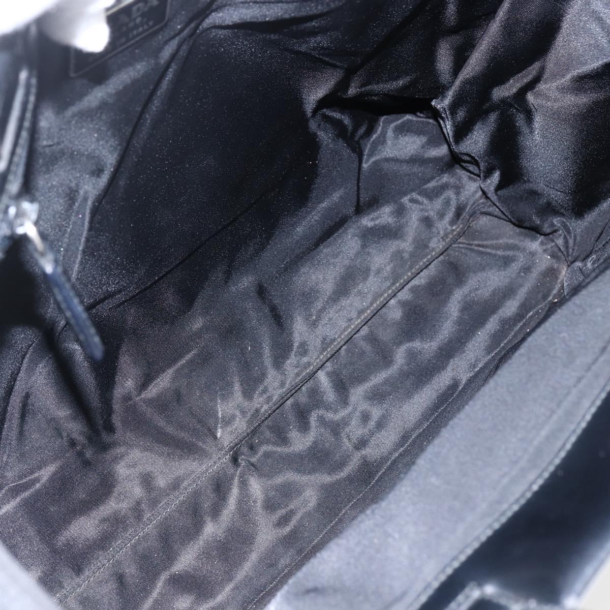 PRADA Hand Bag Nylon Black Silver Auth 170309
