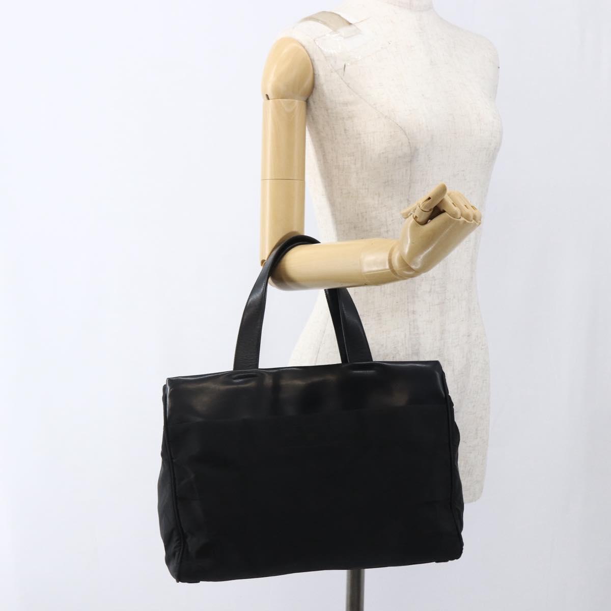 PRADA Hand Bag Nylon Black Silver Auth 170309