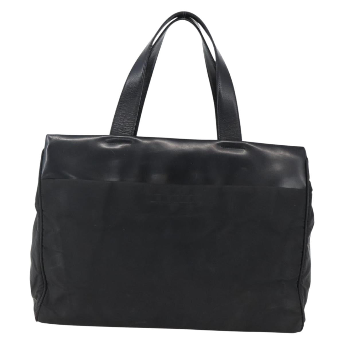 PRADA Hand Bag Nylon Black Silver Auth 170309
