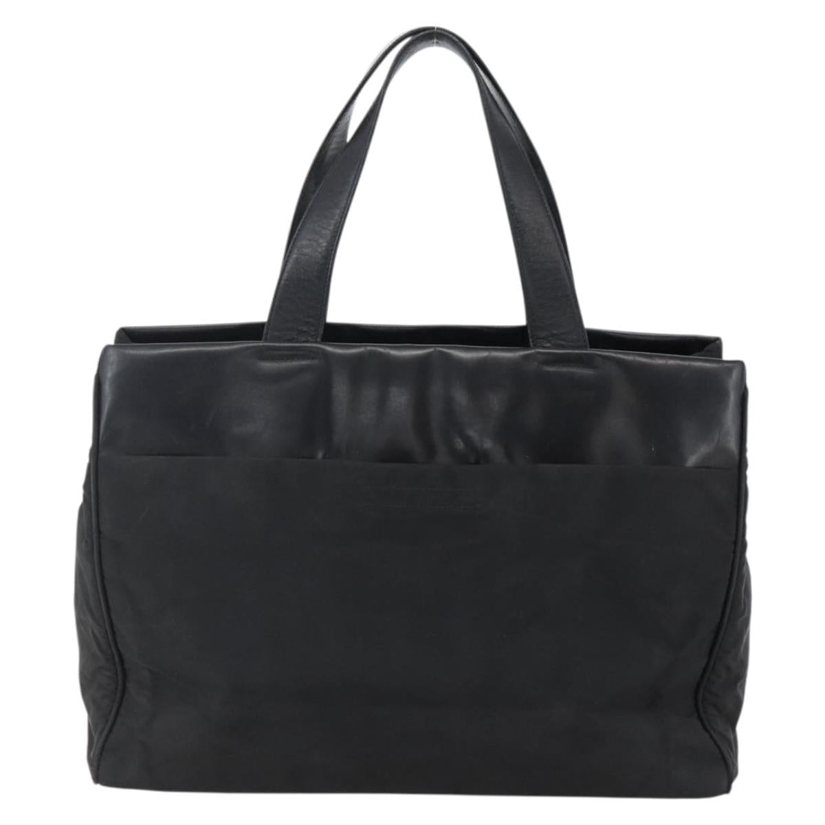PRADA Hand Bag Nylon Black Silver Auth 170309