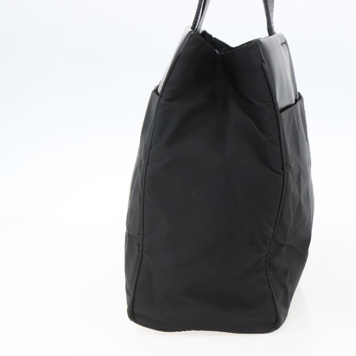 PRADA Hand Bag Nylon Black Silver Auth 170309