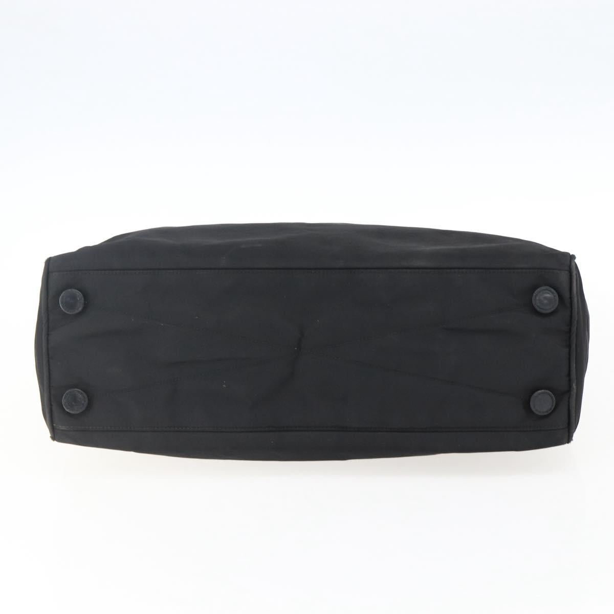 PRADA Hand Bag Nylon Black Silver Auth 170309