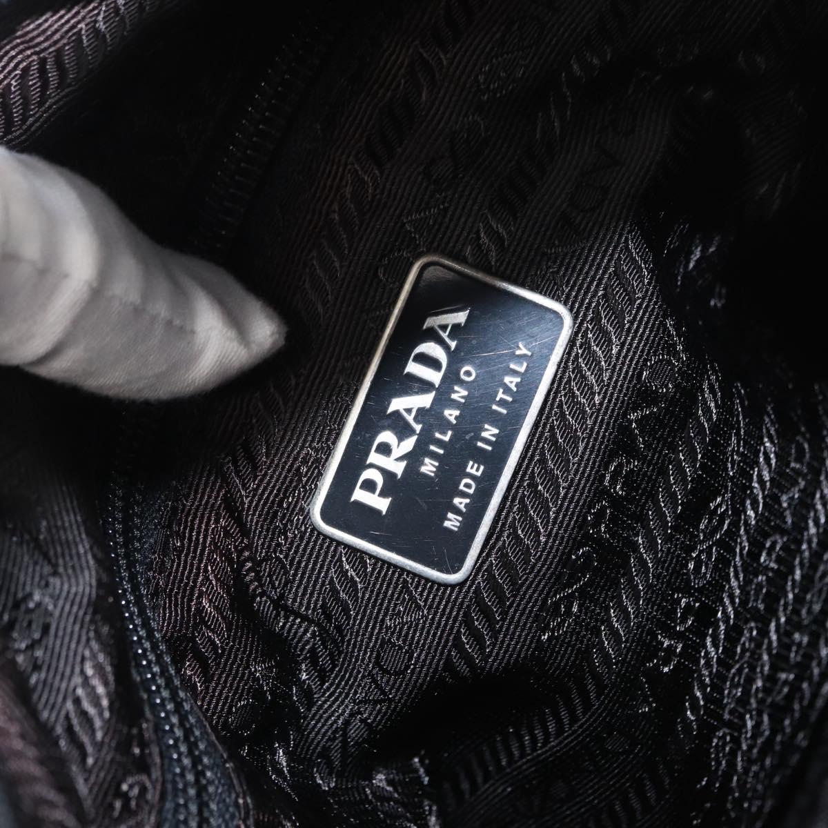 PRADA Shoulder Bag Nylon Black Silver Auth 170310