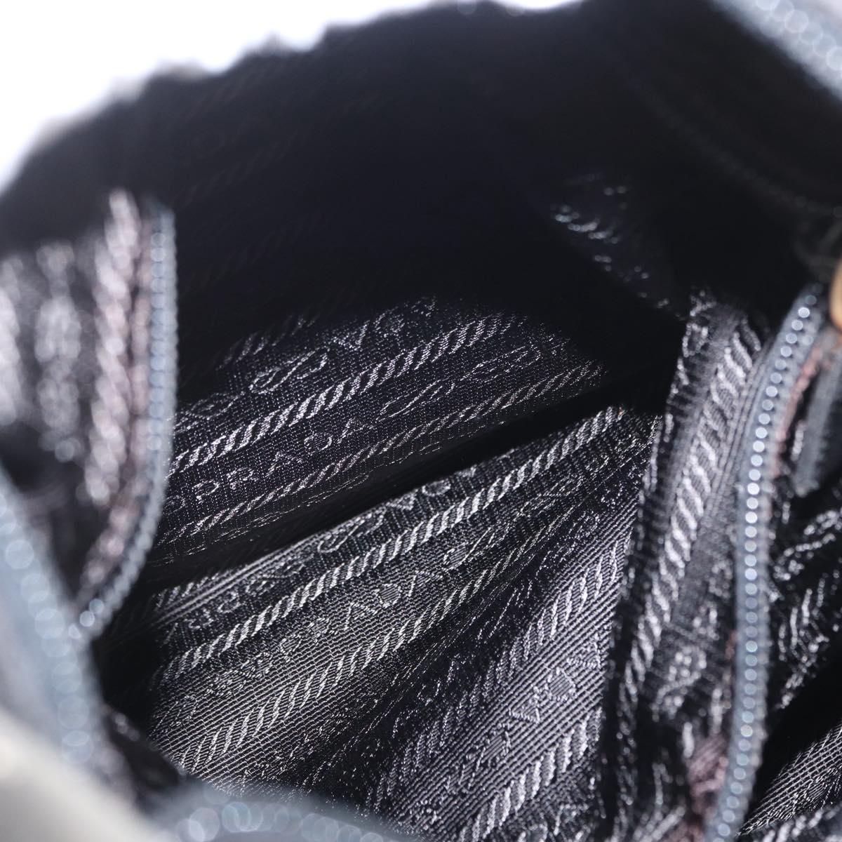 PRADA Shoulder Bag Nylon Black Silver Auth 170310