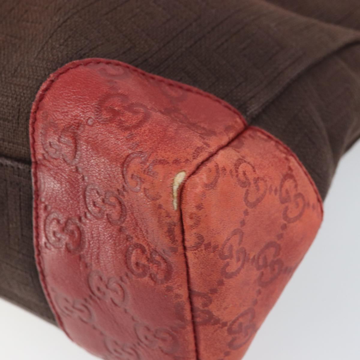 GUCCI Guccissima Shoulder Bag Canvas Brown Silver 257301 Auth 170311