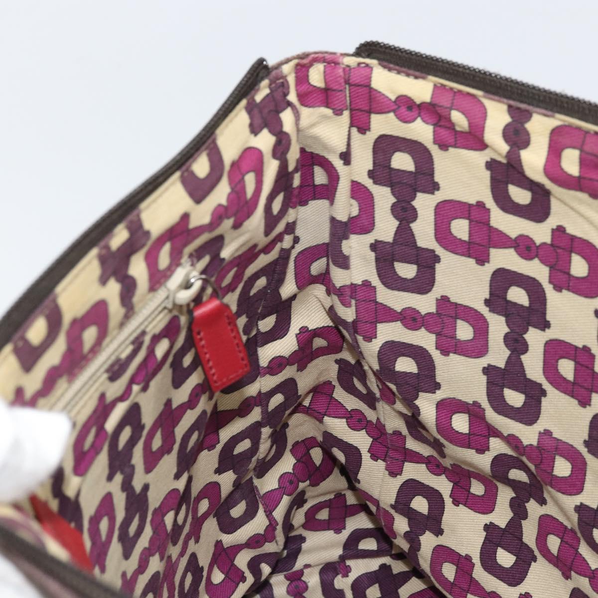 GUCCI Guccissima Shoulder Bag Canvas Brown Silver 257301 Auth 170311