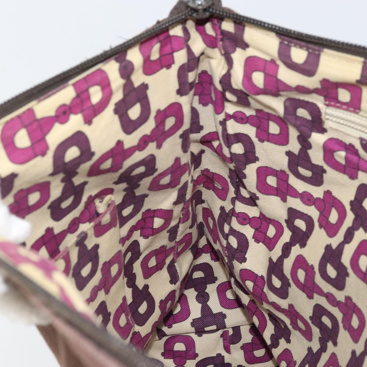 GUCCI Guccissima Shoulder Bag Canvas Brown Silver 257301 Auth 170311