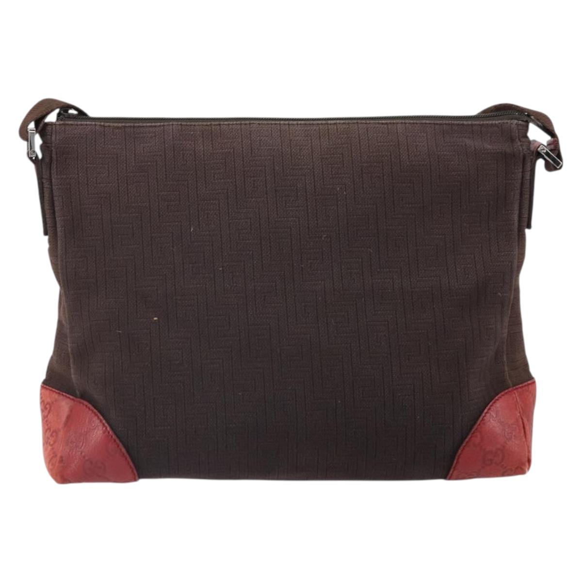 GUCCI Guccissima Shoulder Bag Canvas Brown Silver 257301 Auth 170311