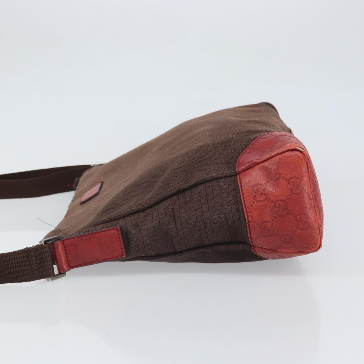 GUCCI Guccissima Shoulder Bag Canvas Brown Silver 257301 Auth 170311