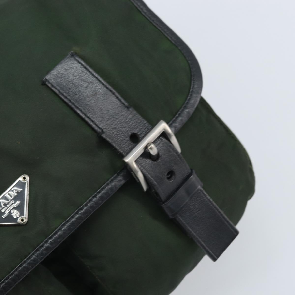 PRADA Shoulder Bag Nylon Green Silver Auth 170312