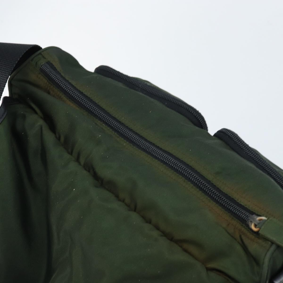 PRADA Shoulder Bag Nylon Green Silver Auth 170312