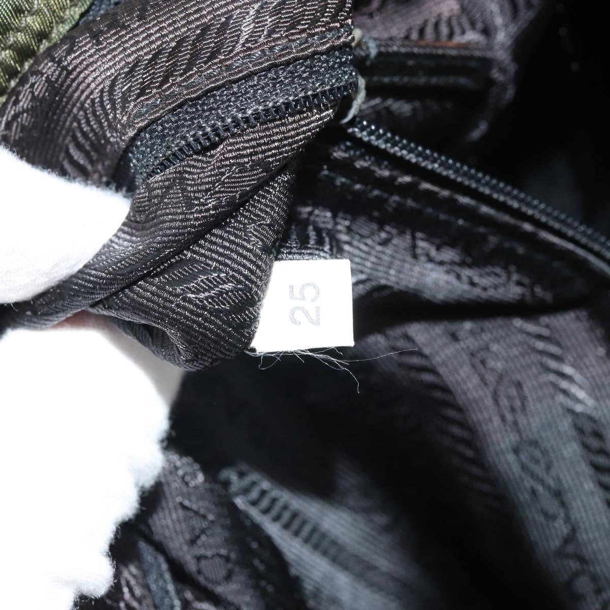 PRADA Shoulder Bag Nylon Green Silver Auth 170312