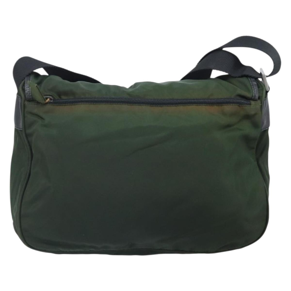 PRADA Shoulder Bag Nylon Green Silver Auth 170312