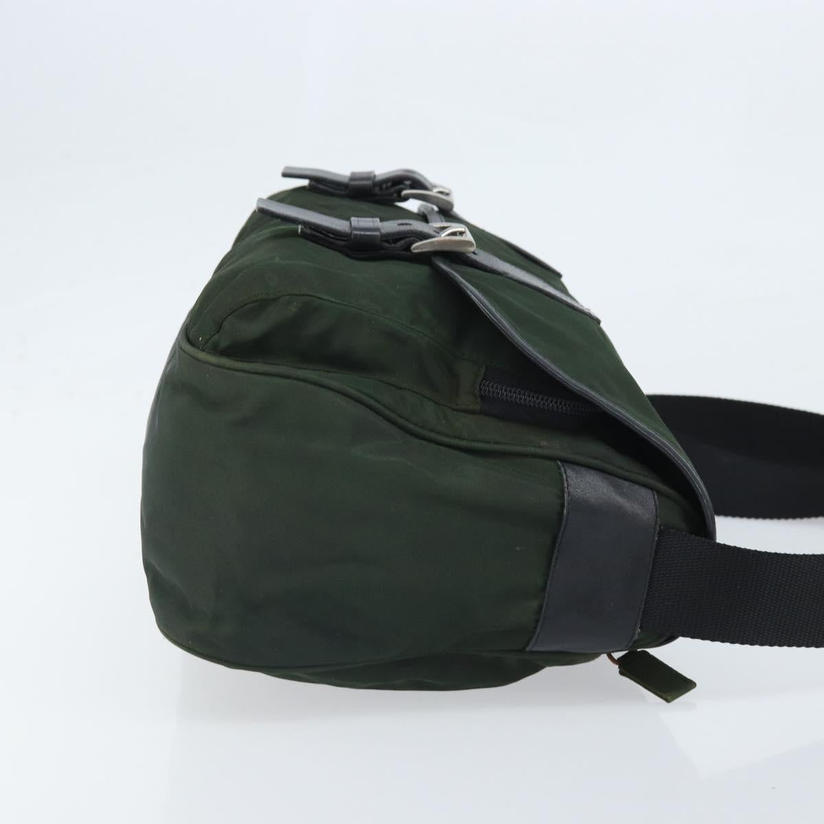 PRADA Shoulder Bag Nylon Green Silver Auth 170312