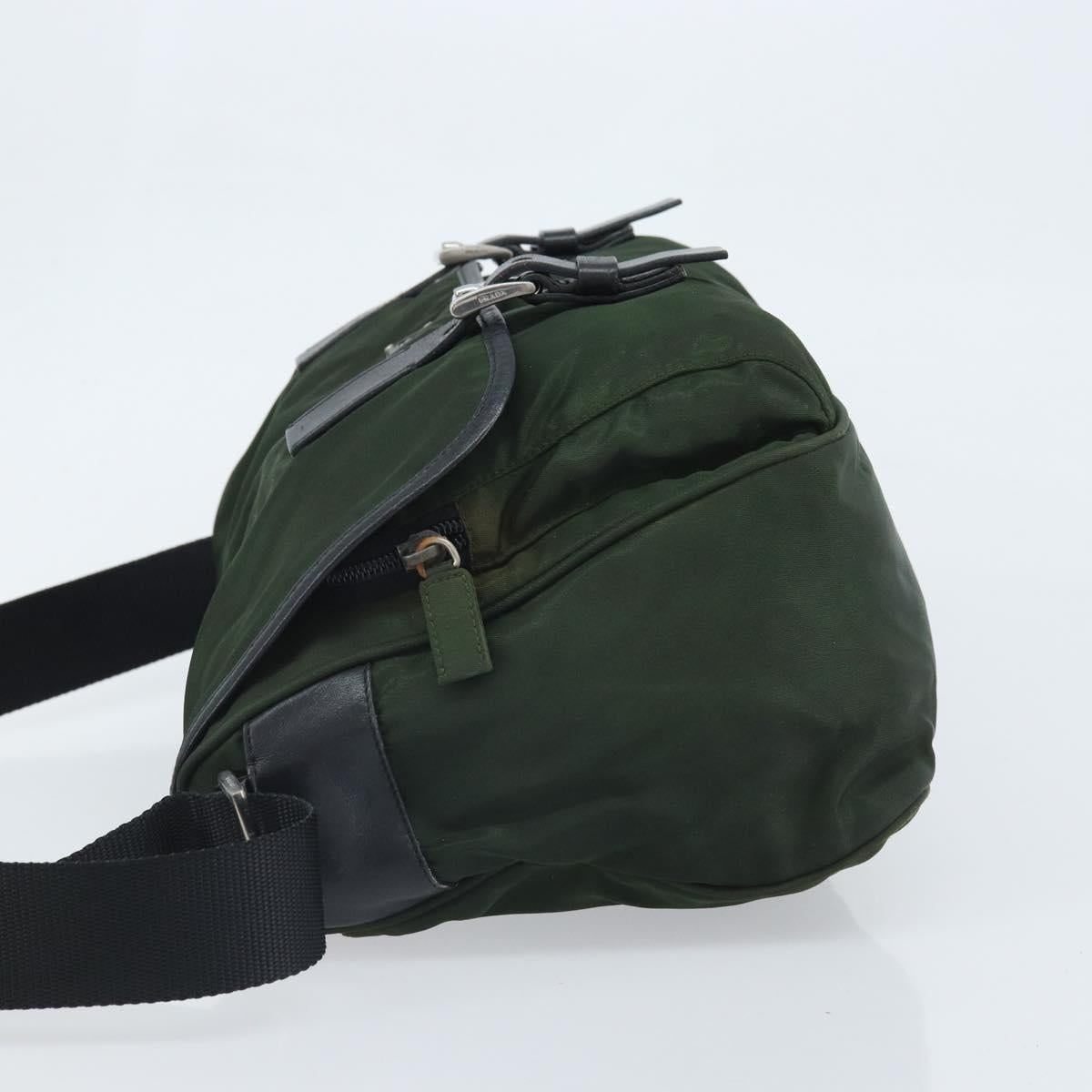 PRADA Shoulder Bag Nylon Green Silver Auth 170312