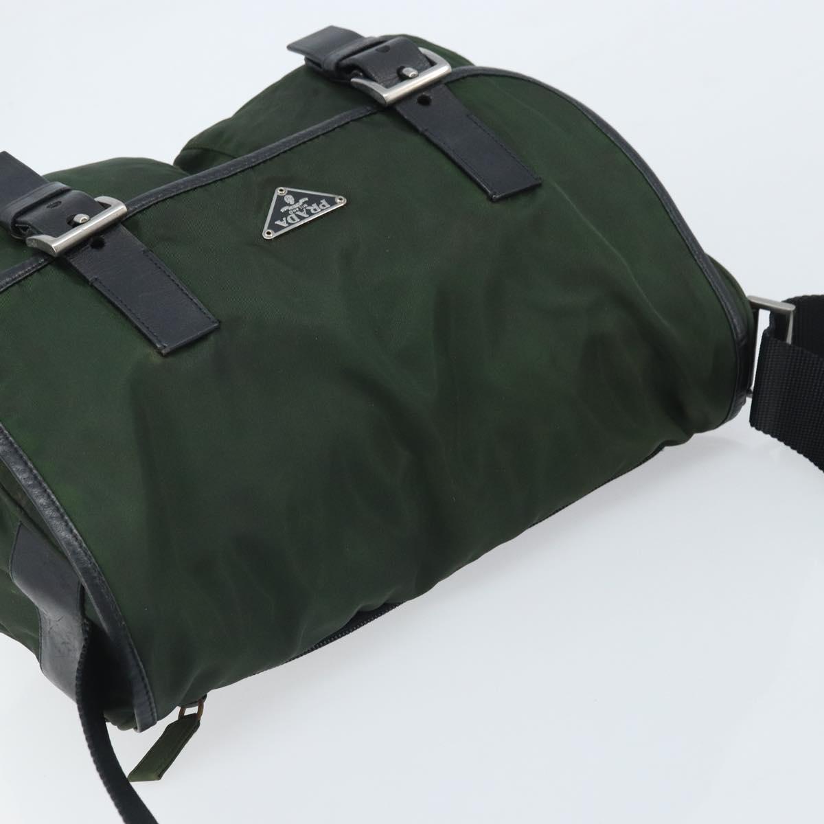 PRADA Shoulder Bag Nylon Green Silver Auth 170312