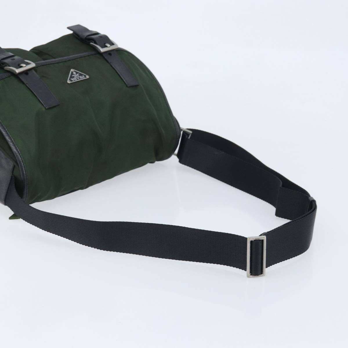 PRADA Shoulder Bag Nylon Green Silver Auth 170312