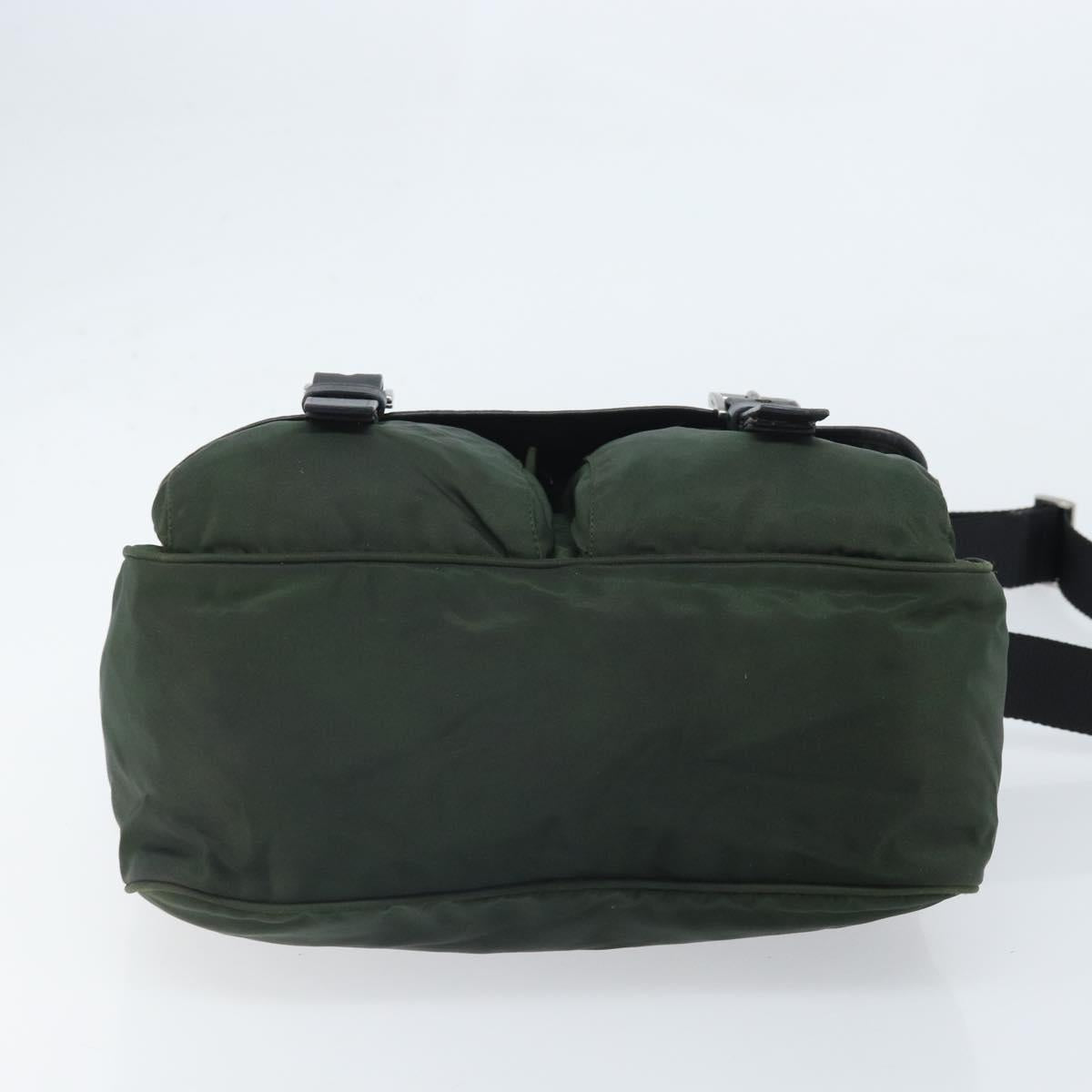 PRADA Shoulder Bag Nylon Green Silver Auth 170312
