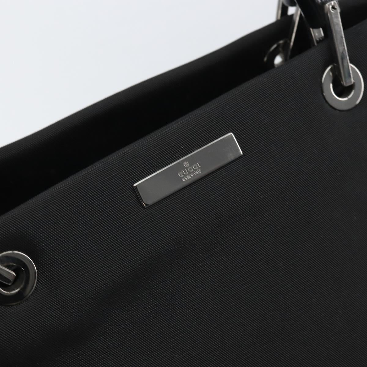 GUCCI Bamboo Tote Bag Nylon Black Silver 002 1010 Auth 170315