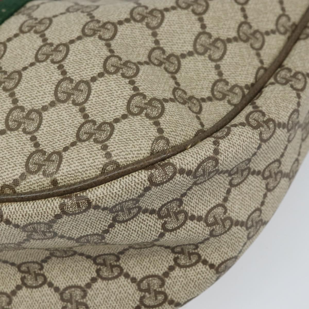 GUCCI GG Supreme Web Sherry Line Shoulder Bag PVC Beige Red Auth 170320