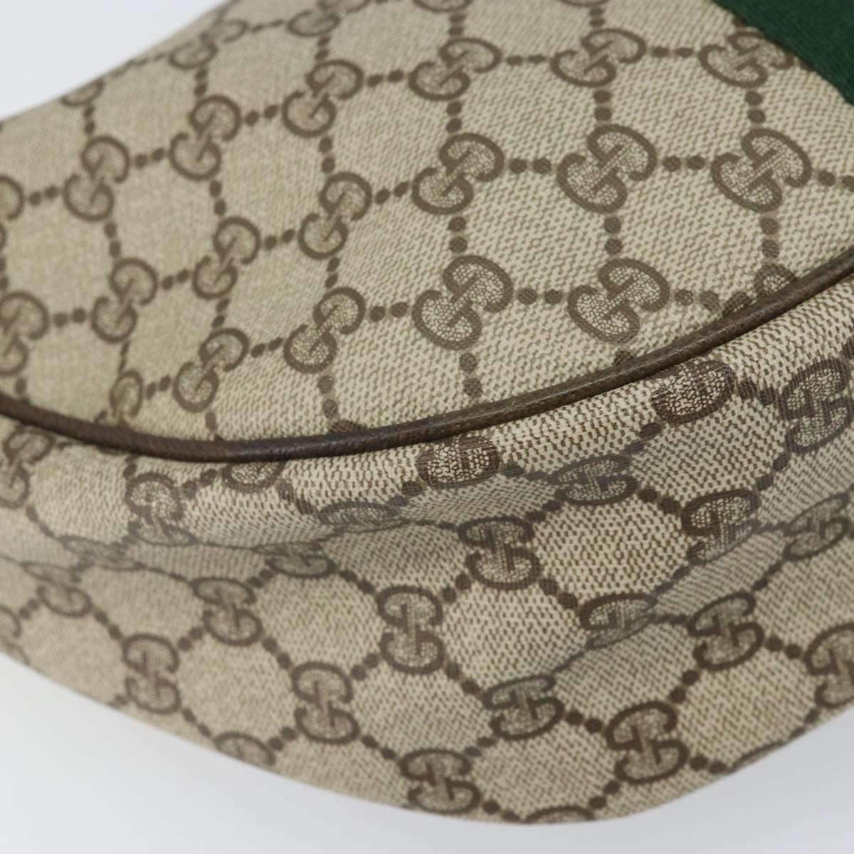 GUCCI GG Supreme Web Sherry Line Shoulder Bag PVC Beige Red Auth 170320