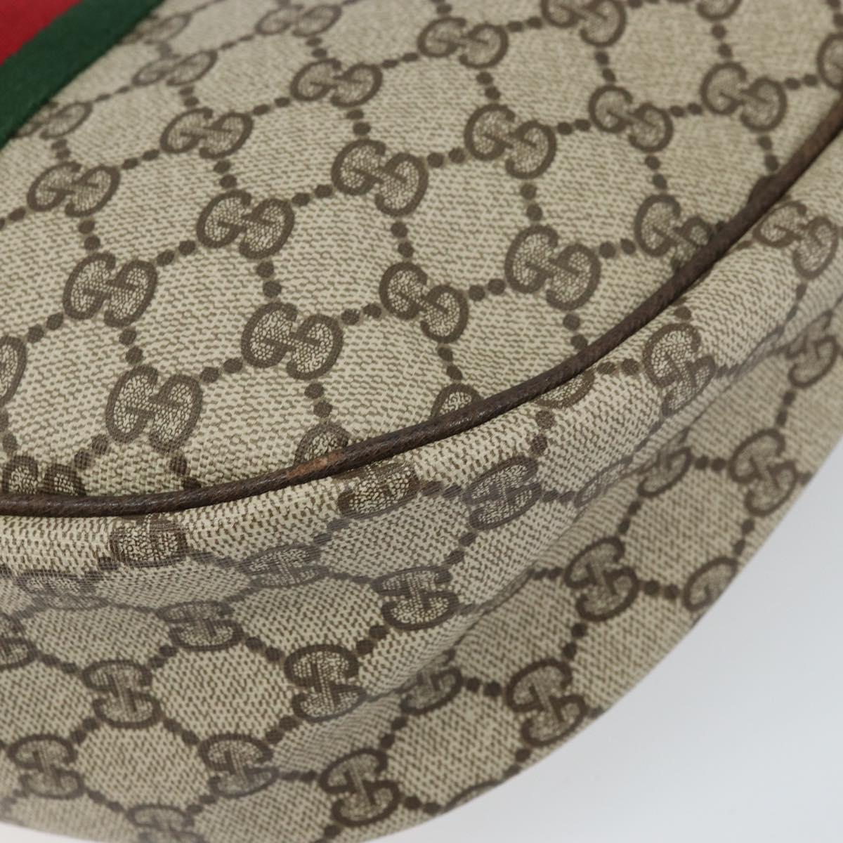 GUCCI GG Supreme Web Sherry Line Shoulder Bag PVC Beige Red Auth 170320