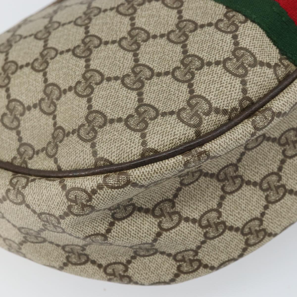 GUCCI GG Supreme Web Sherry Line Shoulder Bag PVC Beige Red Auth 170320