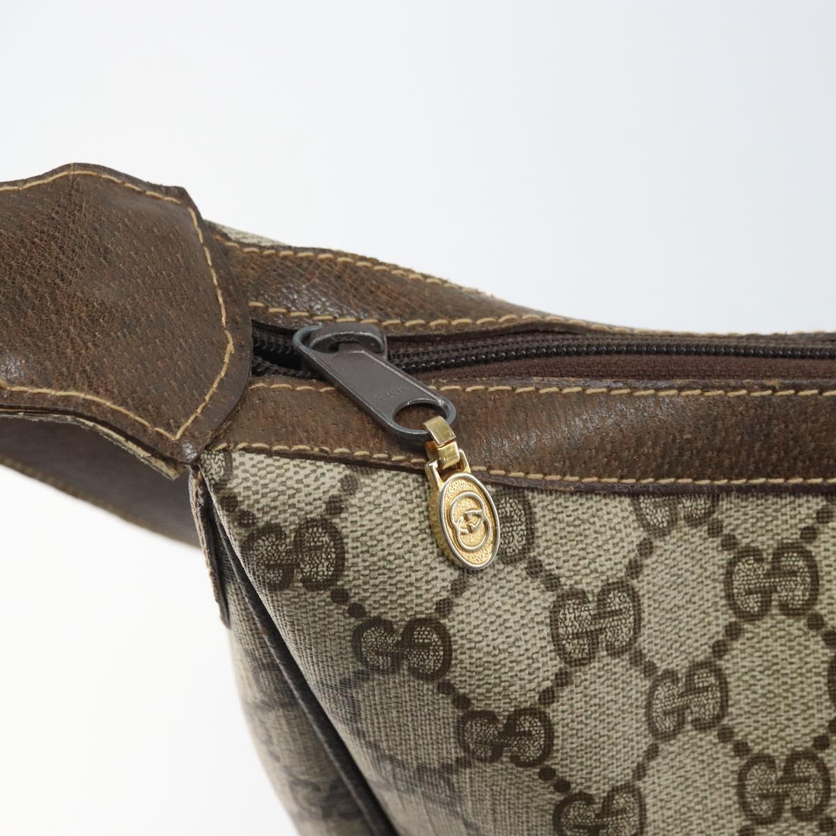 GUCCI GG Supreme Web Sherry Line Shoulder Bag PVC Beige Red Auth 170320