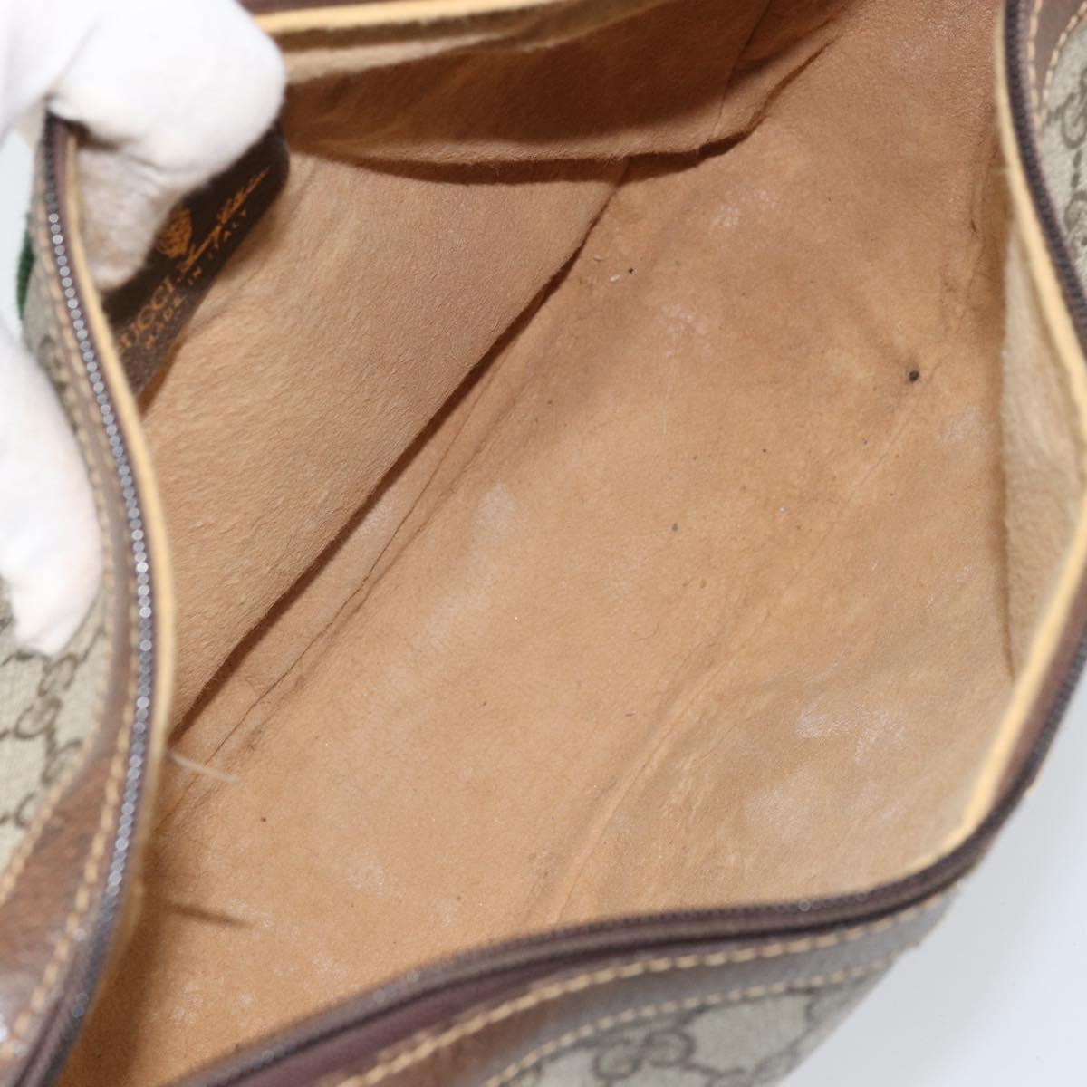 GUCCI GG Supreme Web Sherry Line Shoulder Bag PVC Beige Red Auth 170320