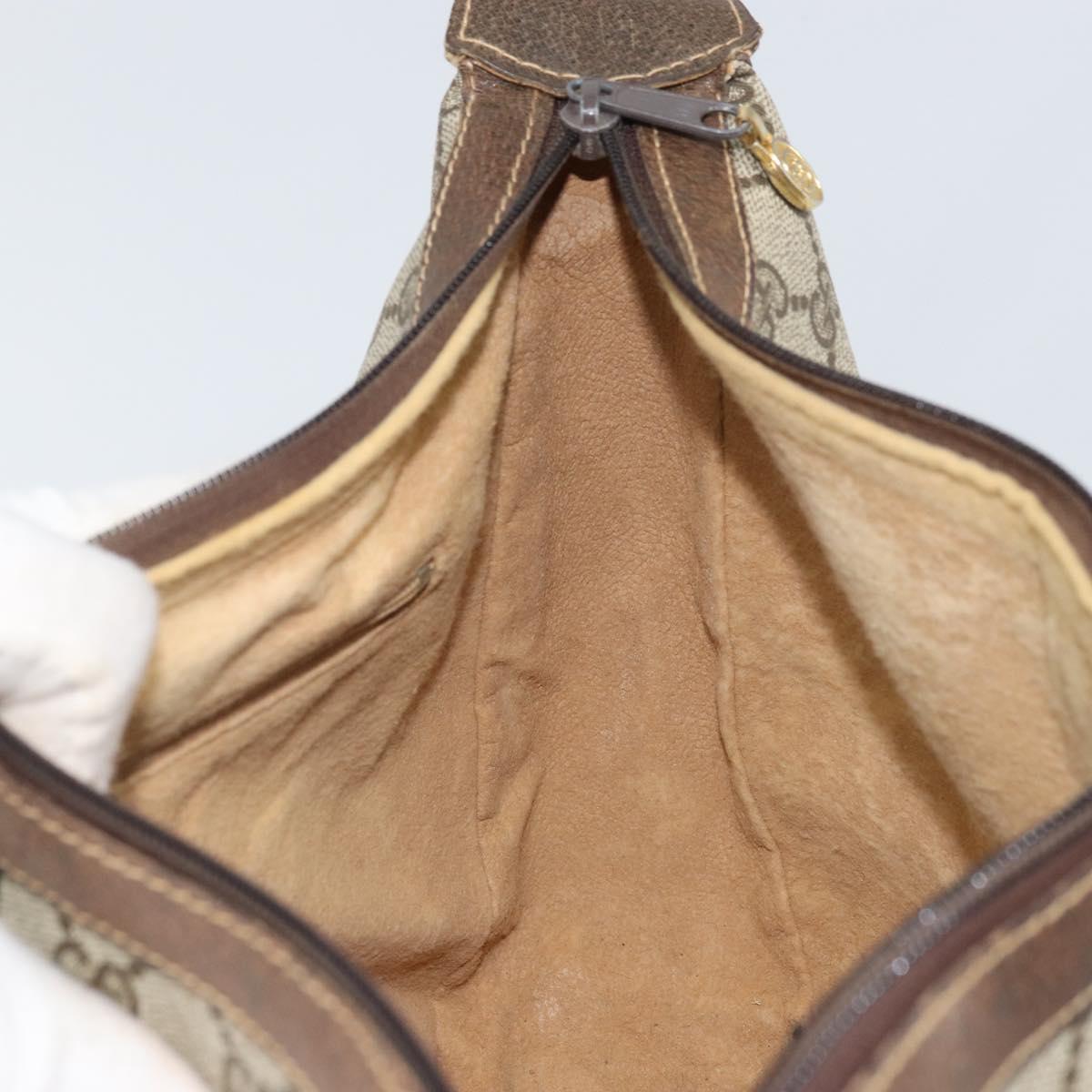 GUCCI GG Supreme Web Sherry Line Shoulder Bag PVC Beige Red Auth 170320