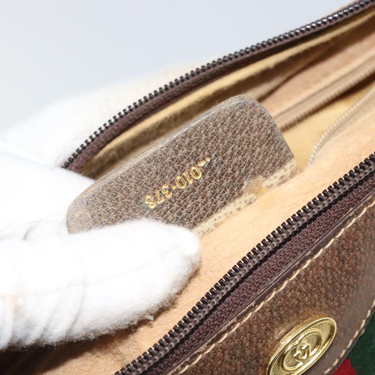 GUCCI GG Supreme Web Sherry Line Shoulder Bag PVC Beige Red Auth 170320