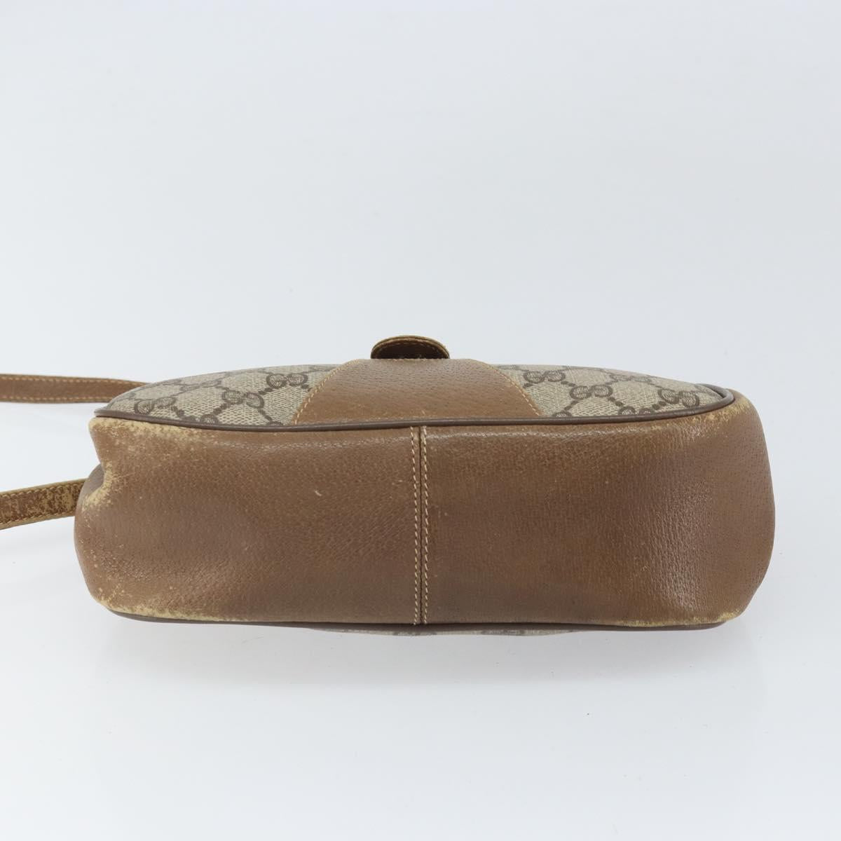 GUCCI GG Supreme Web Sherry Line Bag PVC Beige Gold 116 02 024 Auth 170321