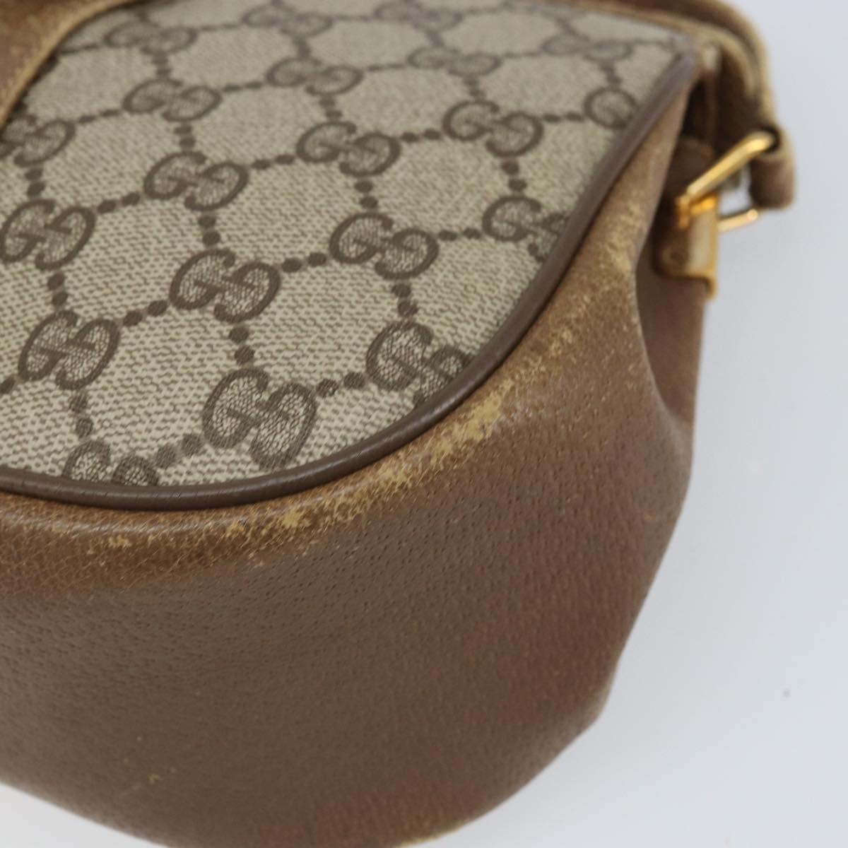 GUCCI GG Supreme Web Sherry Line Bag PVC Beige Gold 116 02 024 Auth 170321