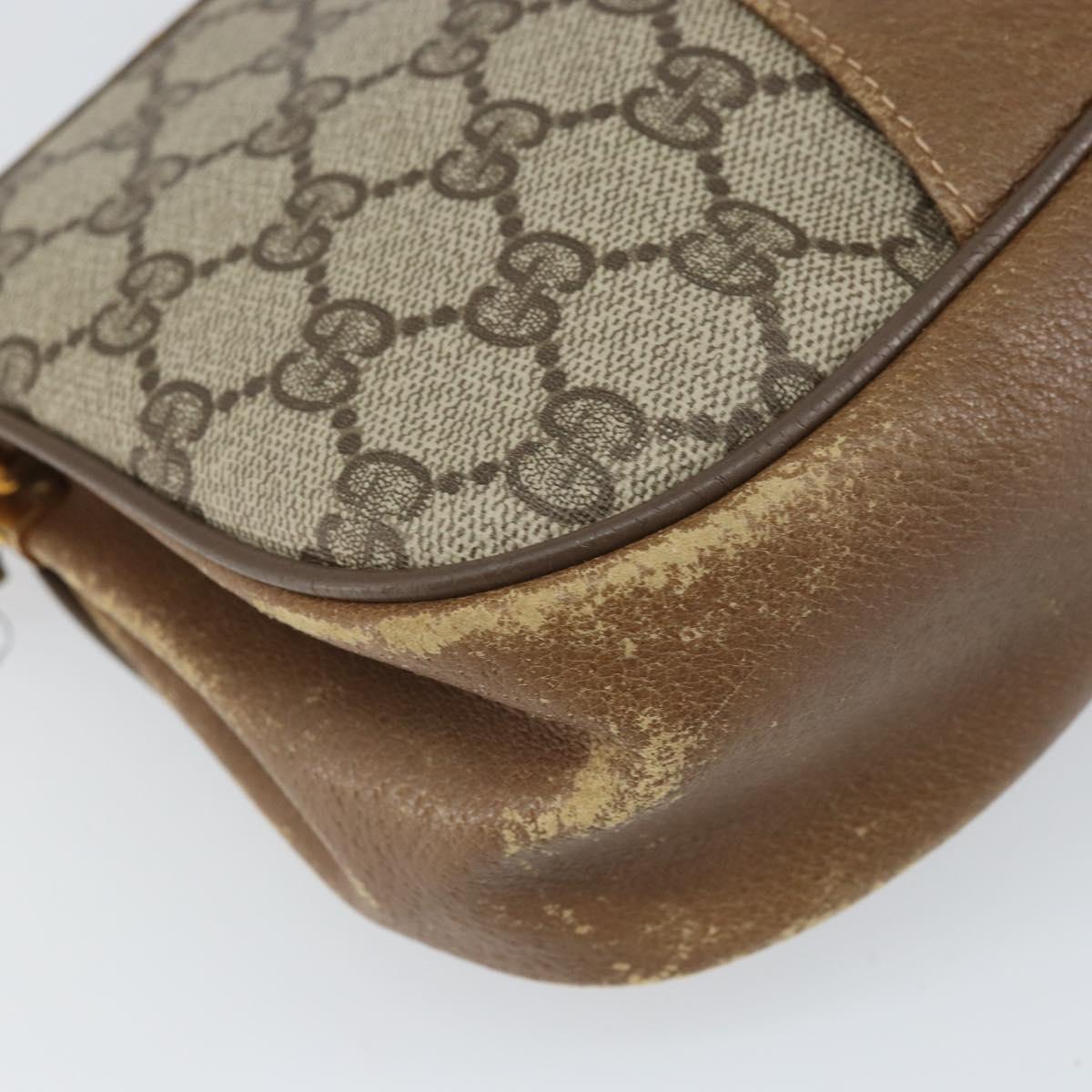 GUCCI GG Supreme Web Sherry Line Bag PVC Beige Gold 116 02 024 Auth 170321