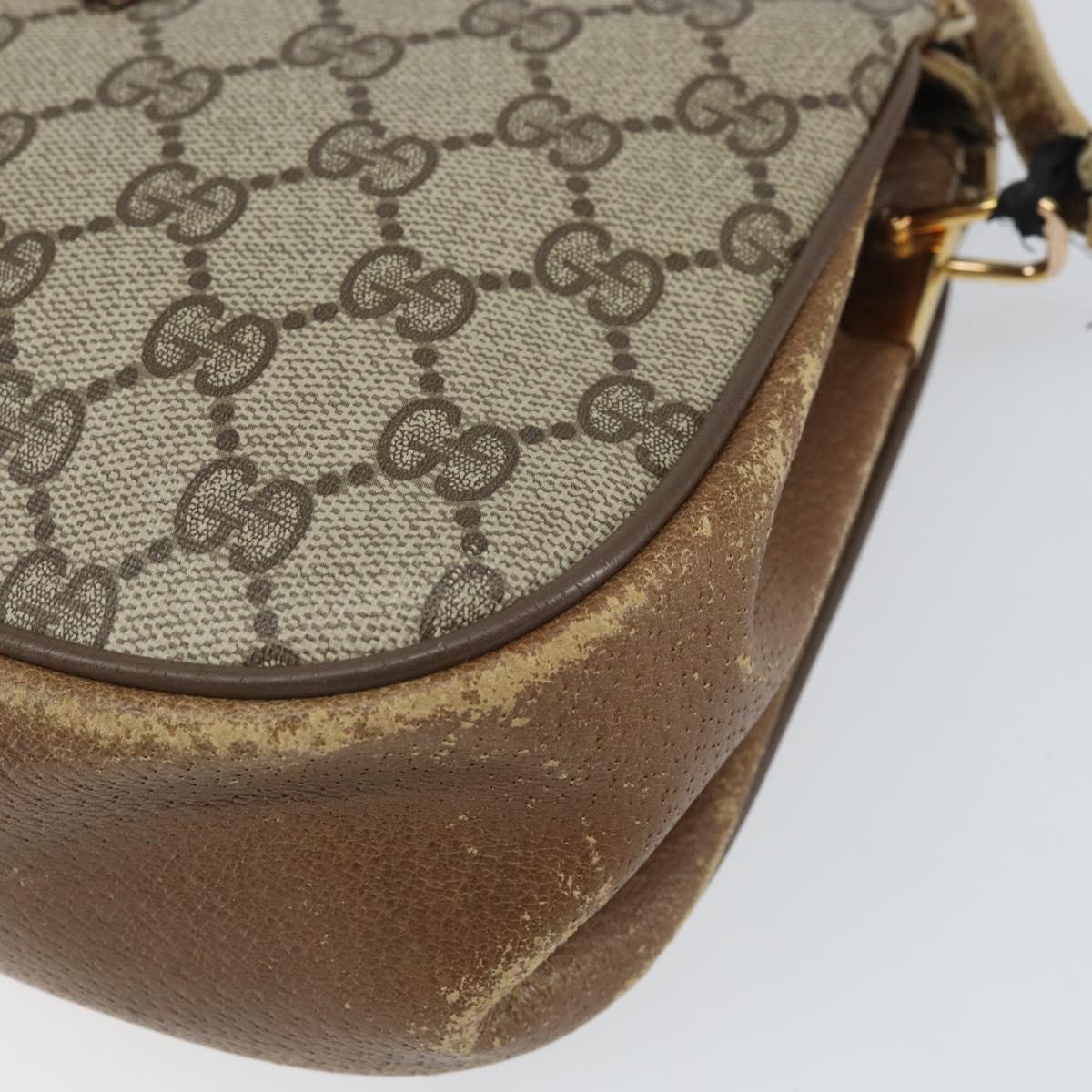 GUCCI GG Supreme Web Sherry Line Bag PVC Beige Gold 116 02 024 Auth 170321