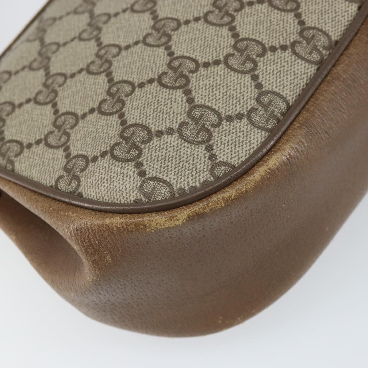 GUCCI GG Supreme Web Sherry Line Bag PVC Beige Gold 116 02 024 Auth 170321