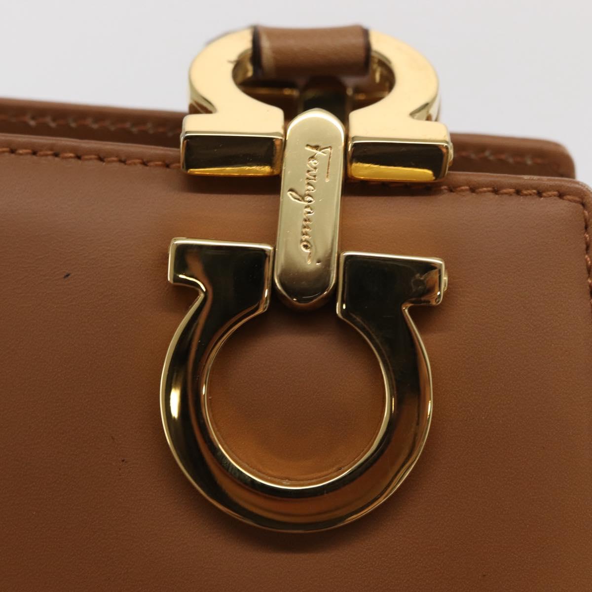 Salvatore Ferragamo Shoulder Bag Leather Brown Gold Auth 170324