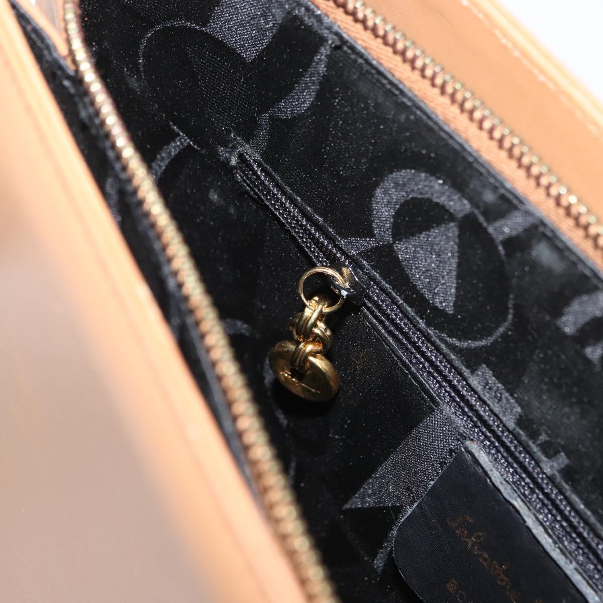 Salvatore Ferragamo Shoulder Bag Leather Brown Gold Auth 170324