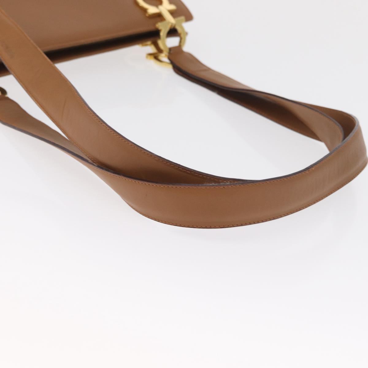 Salvatore Ferragamo Shoulder Bag Leather Brown Gold Auth 170324