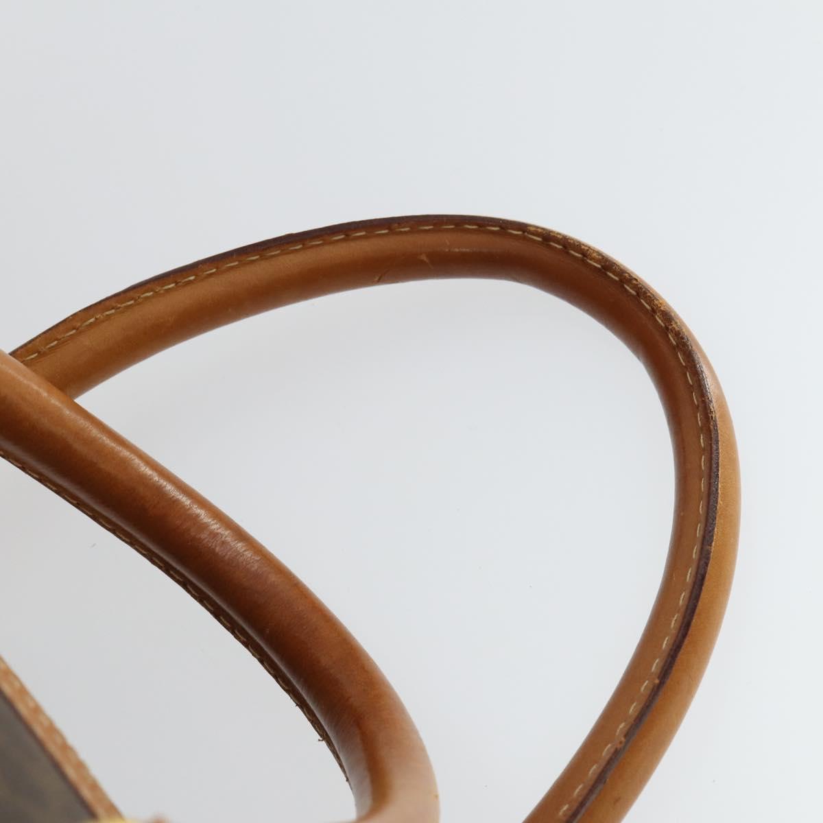 CELINE Macadam Canvas Boston Bag PVC Leather Brown Gold Auth 170328