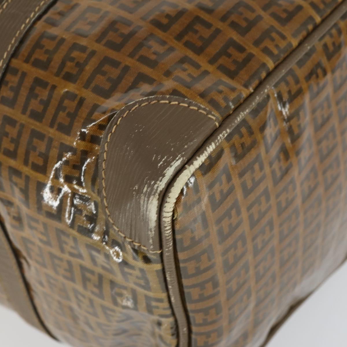 FENDI Zucchino Canvas Boston Bag Brown Auth 170329