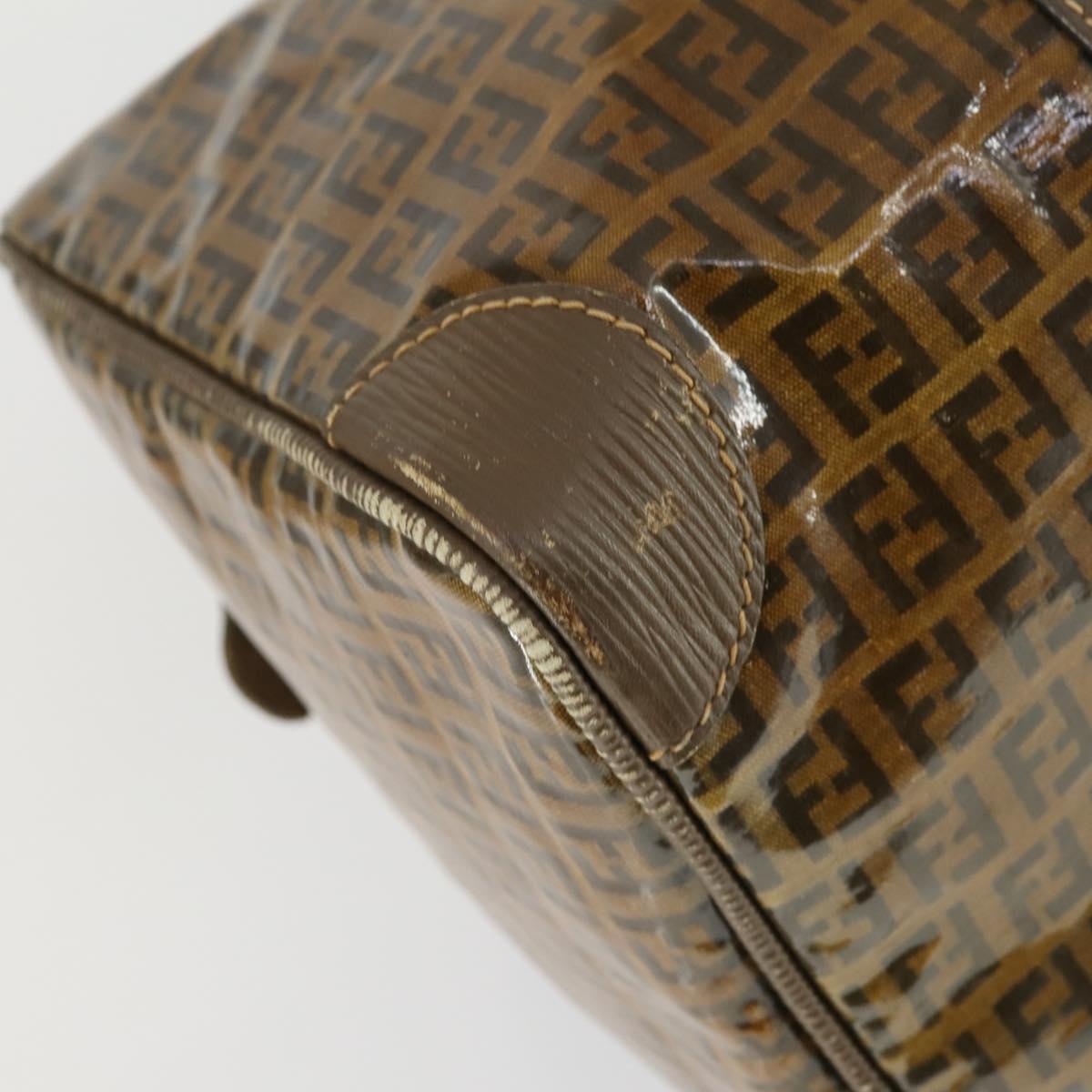FENDI Zucchino Canvas Boston Bag Brown Auth 170329