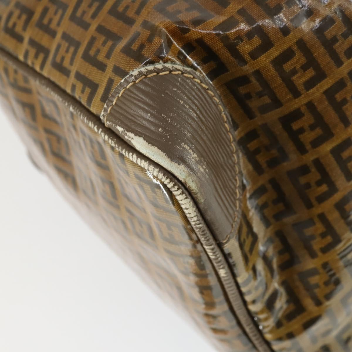 FENDI Zucchino Canvas Boston Bag Brown Auth 170329