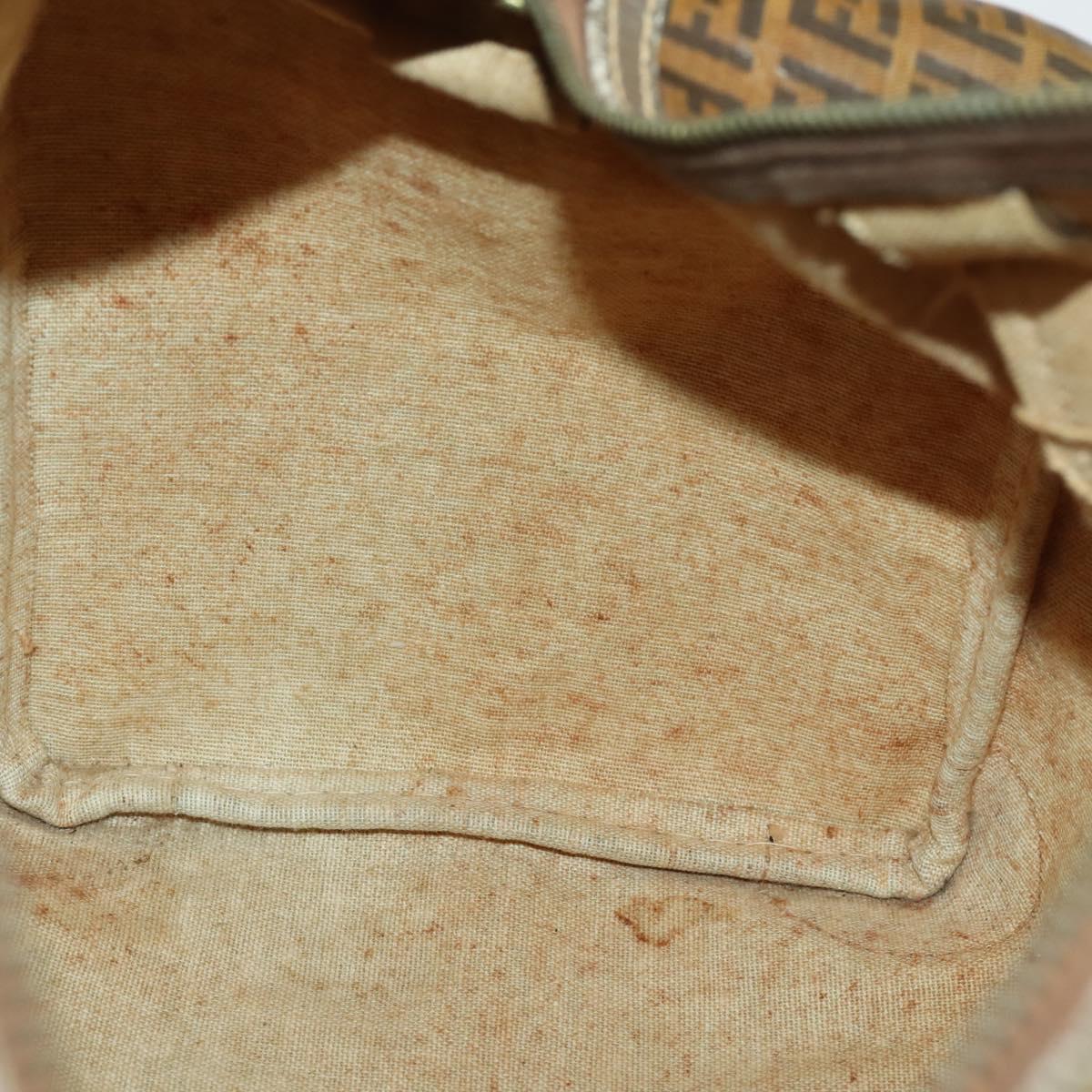 FENDI Zucchino Canvas Boston Bag Brown Auth 170329