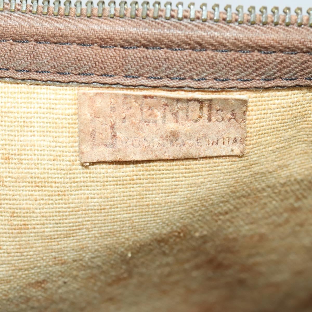 FENDI Zucchino Canvas Boston Bag Brown Auth 170329