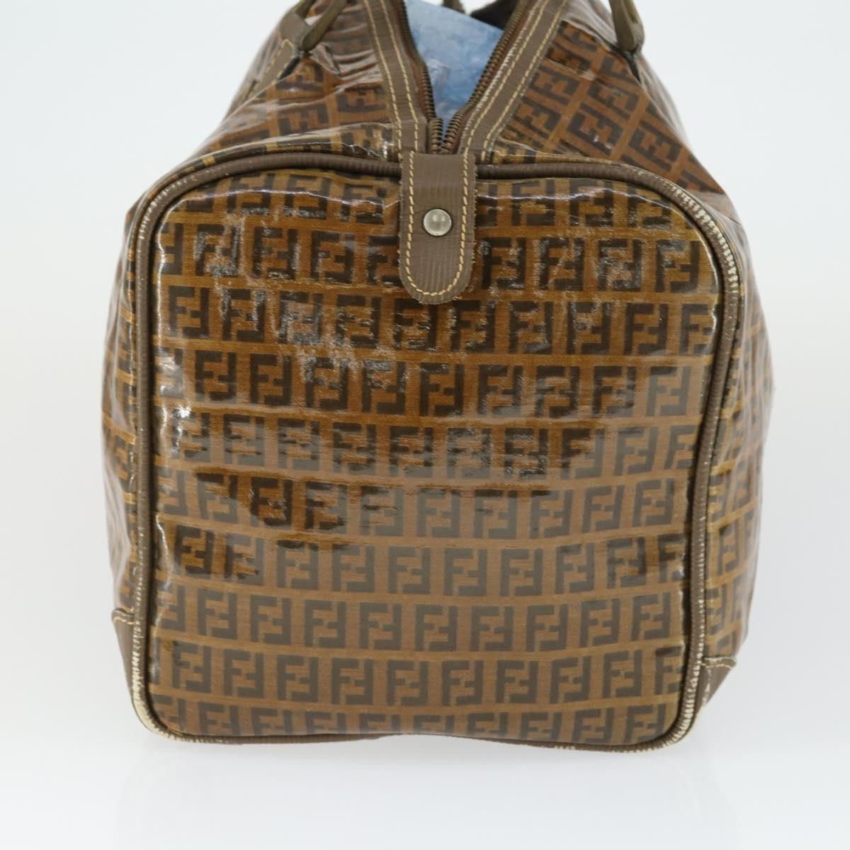 FENDI Zucchino Canvas Boston Bag Brown Auth 170329