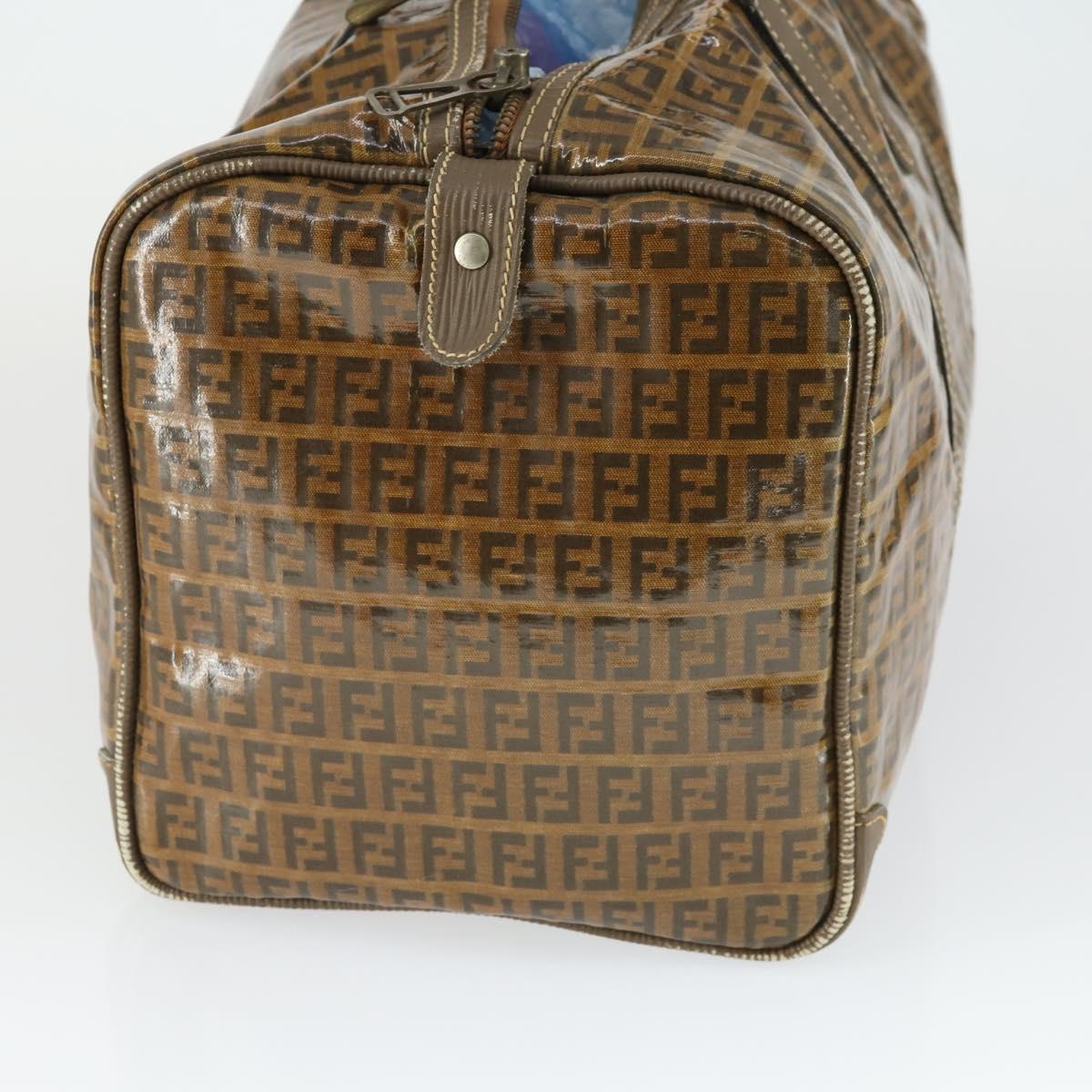 FENDI Zucchino Canvas Boston Bag Brown Auth 170329