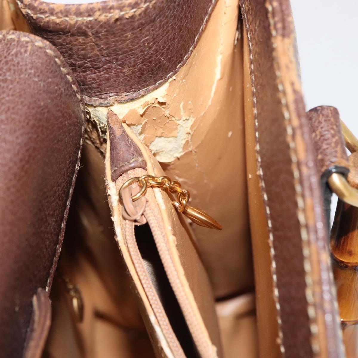 GUCCI Bamboo Tote Bag Leather Brown Gold 002 2865 0260 Auth 170330